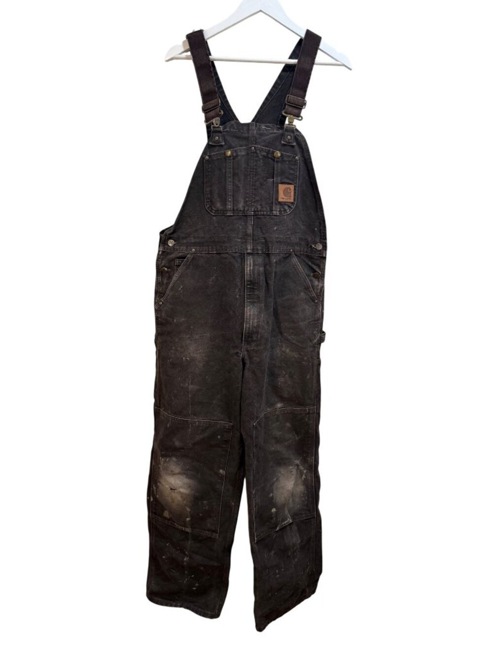 Carhartt Double Knees Grunge Faded Ragged Authentic Cotton Duck Canvas Overalls
